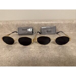 SOJOS 2 Pairs‎ Retro Y2K Oval Sunglasses Gold Frame Grey Lens Unisex Festival